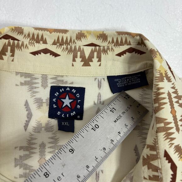 Mens Vintage Panhandle Slim Pearl Snap Western Aztec Shirt Short Sleeve XXL - Picture 6 of 14